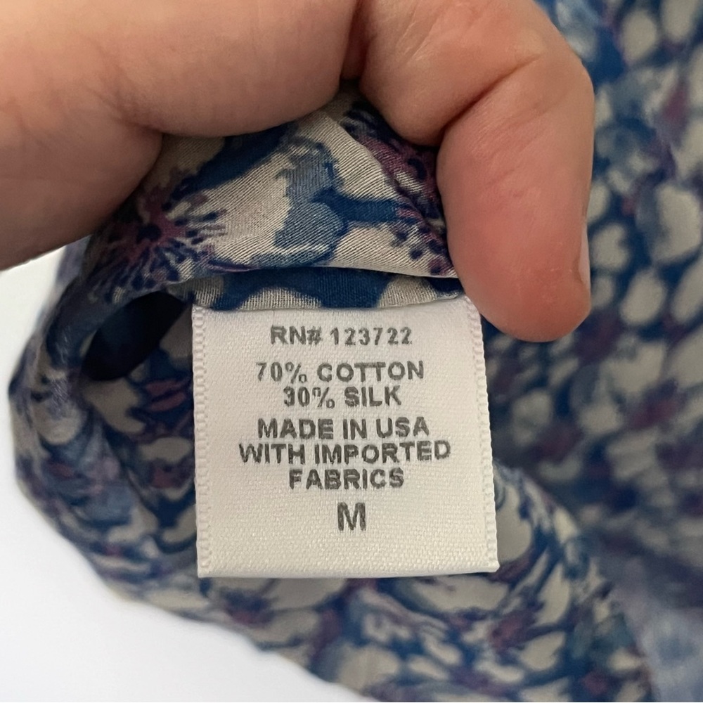 Xirena Dolly Popover Blue Floral Swing Mini Dress Cotton Silk Medium - Picture 7 of 10
